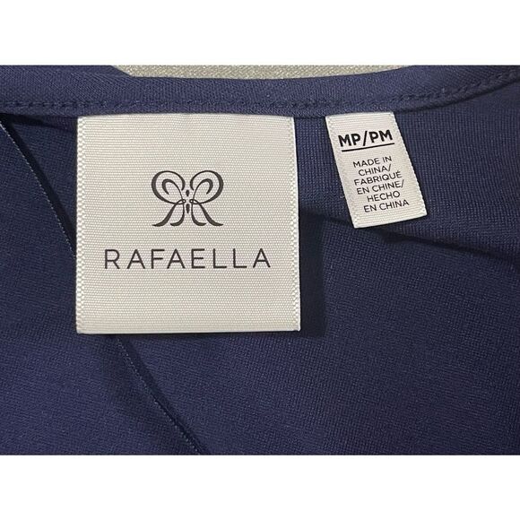 Rafaella OPEN FRONT‎ SNAP DETAIL BLAZER SUIT JACKET NAVY BLUE  M PETITE - Picture 4 of 5